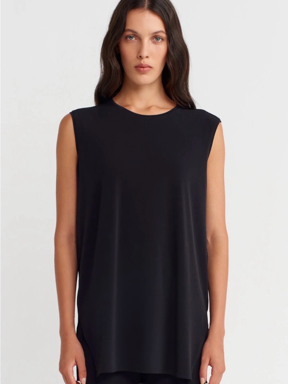 Kit And Ace Brushed Cape Tunic Top Sleeveless Black